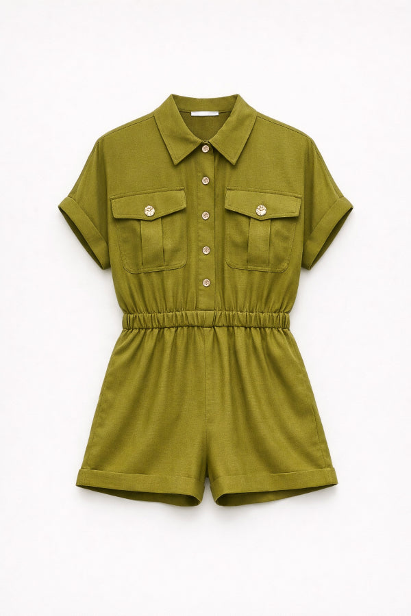 Lumina Ολόσωμο shorts με γιακά & λάστιχο στη μέση