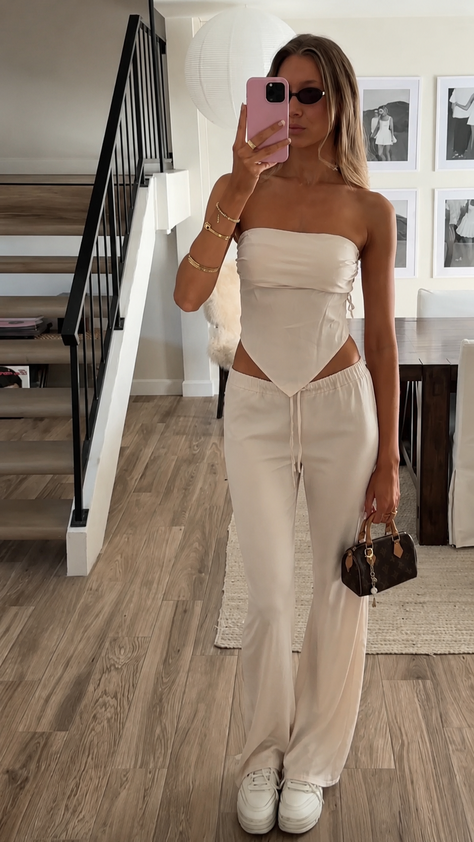 Σατέν Σετ με Strapless Τοπ & Παντελόνα