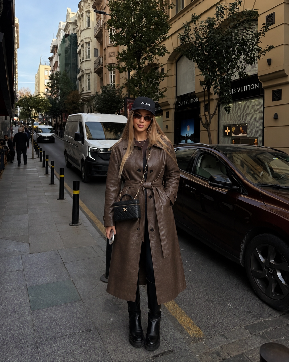 Lumina Élise Faux Leather Trench Coat