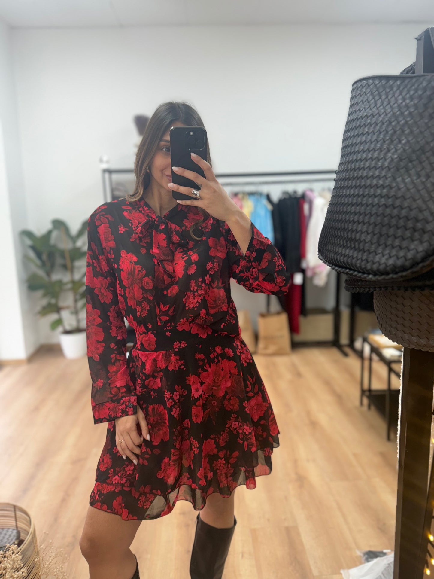 Σετ πουκάμισο και φούστα floral dark
