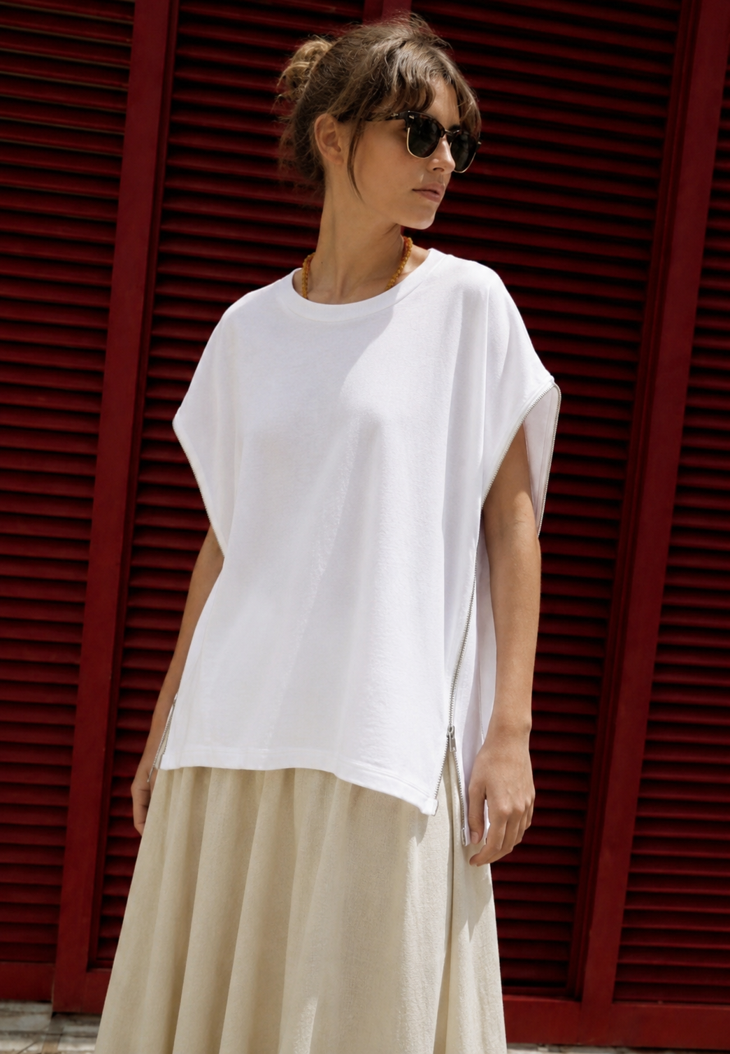 Lumina Μπλούζα Oversized με Φερμουάρ στα Πλαϊνά