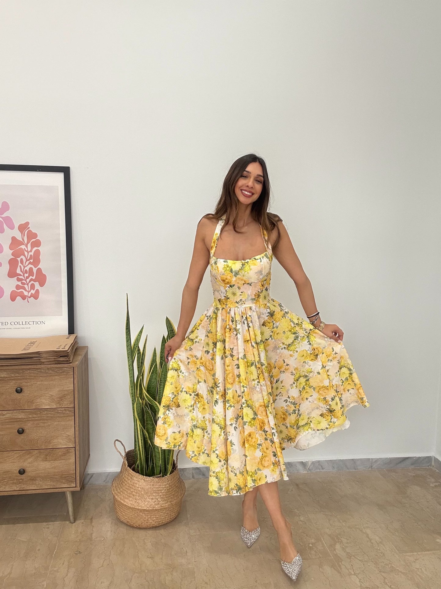 Φόρεμα Halter Midi Floral