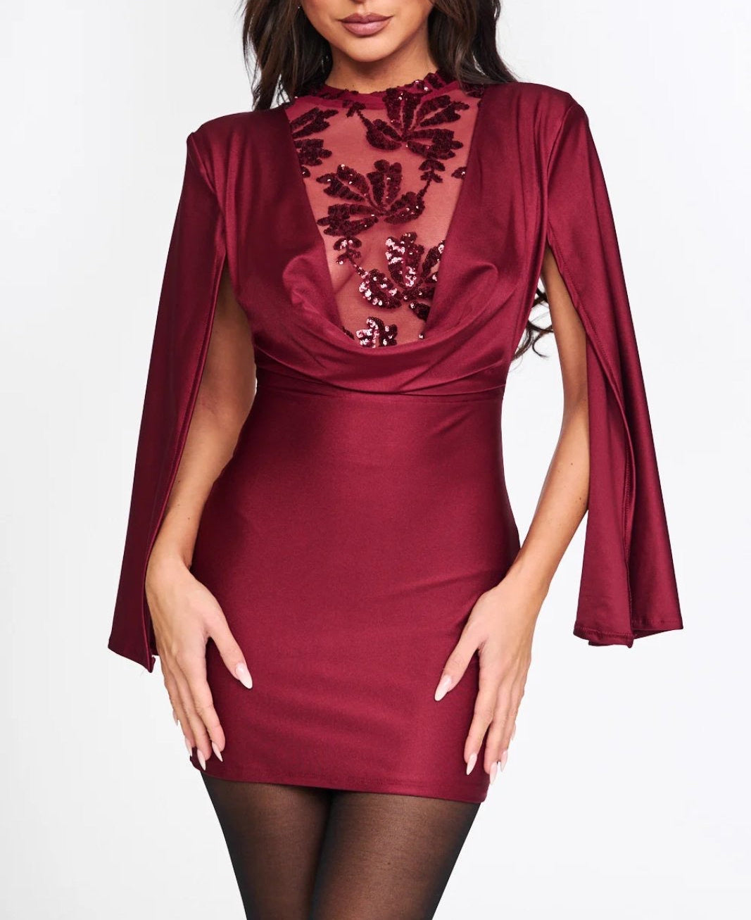 Mini Φόρεμα με διαφάνεια και παγιέτα