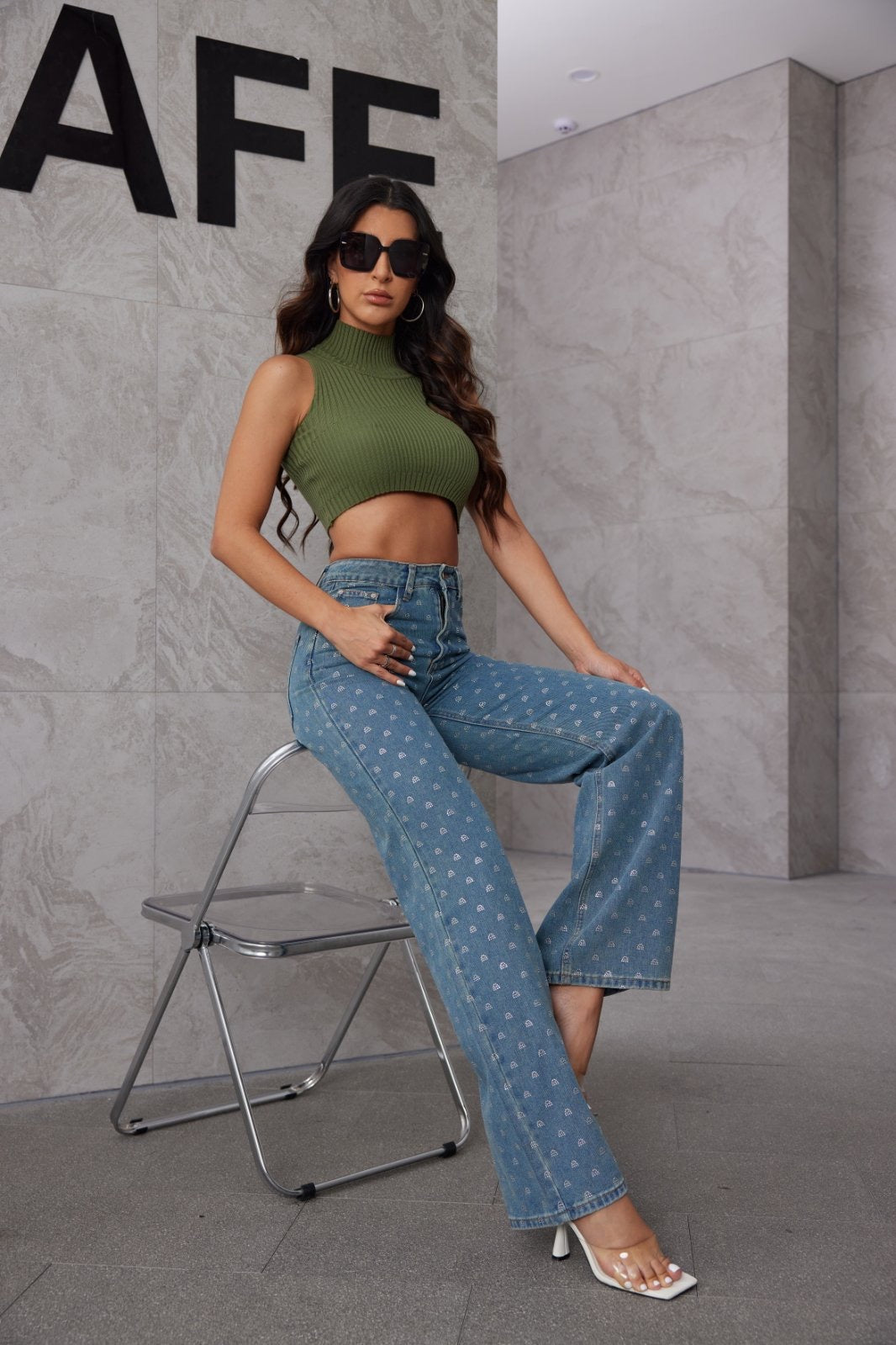 Τζιν παντελόνι με σχέδιο