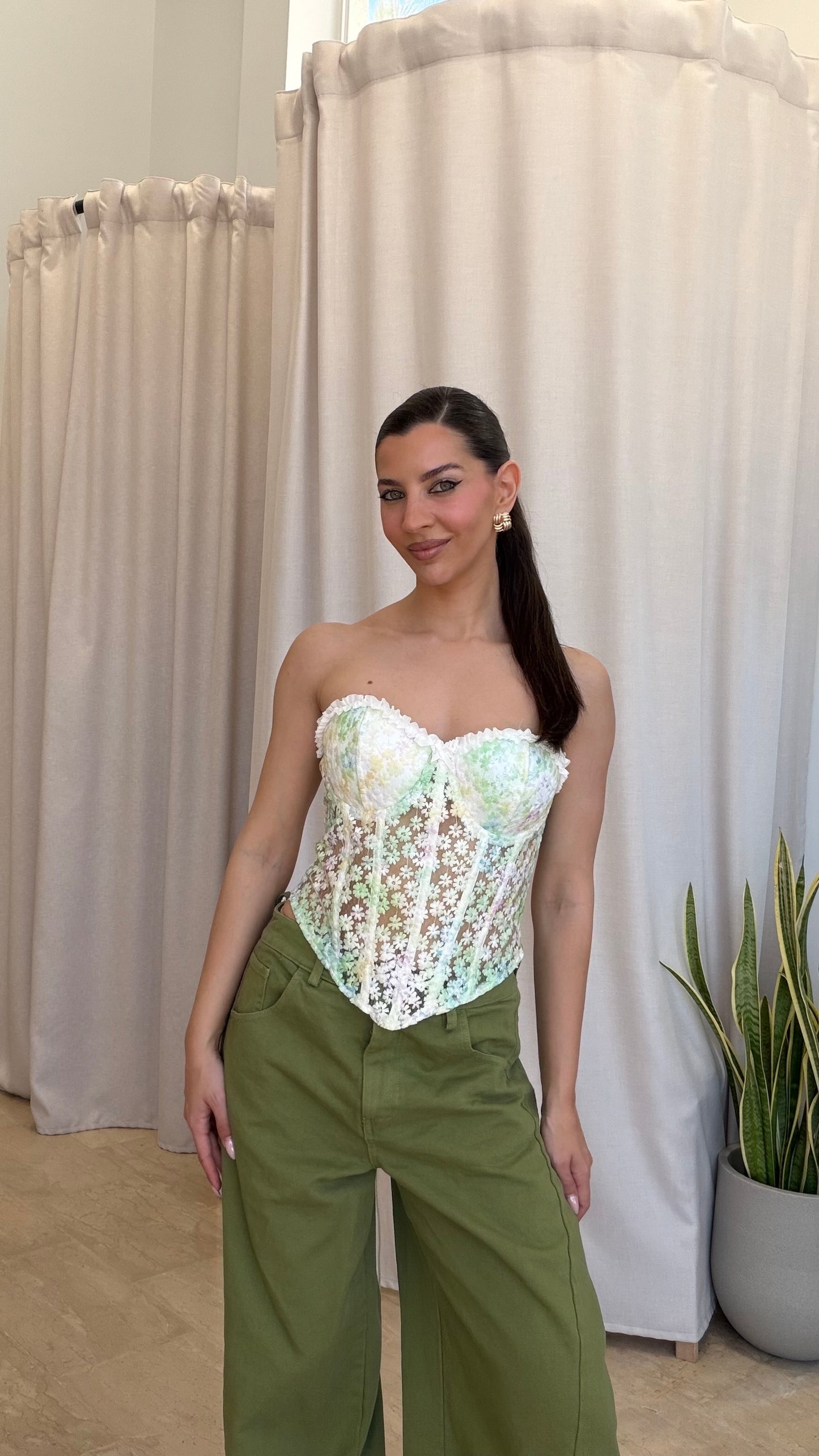 Τοπ κορσές floral strapless