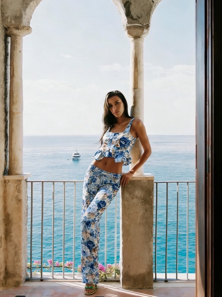 Σετ floral top & παντελόνι