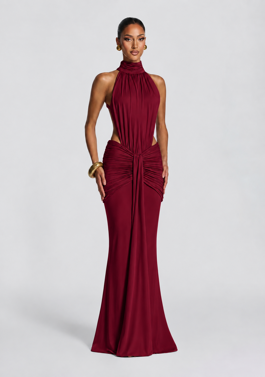 Maxi Φόρεμα με Ανοιχτή Πλάτη & Halter Λαιμό
