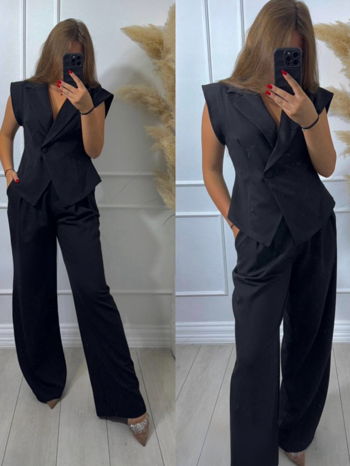 Σετ γιλέκο με παντελόνι με πιέτες