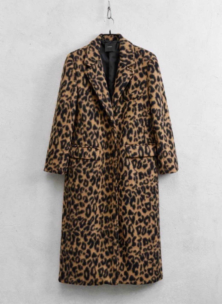 Animal print μακρύ παλτό