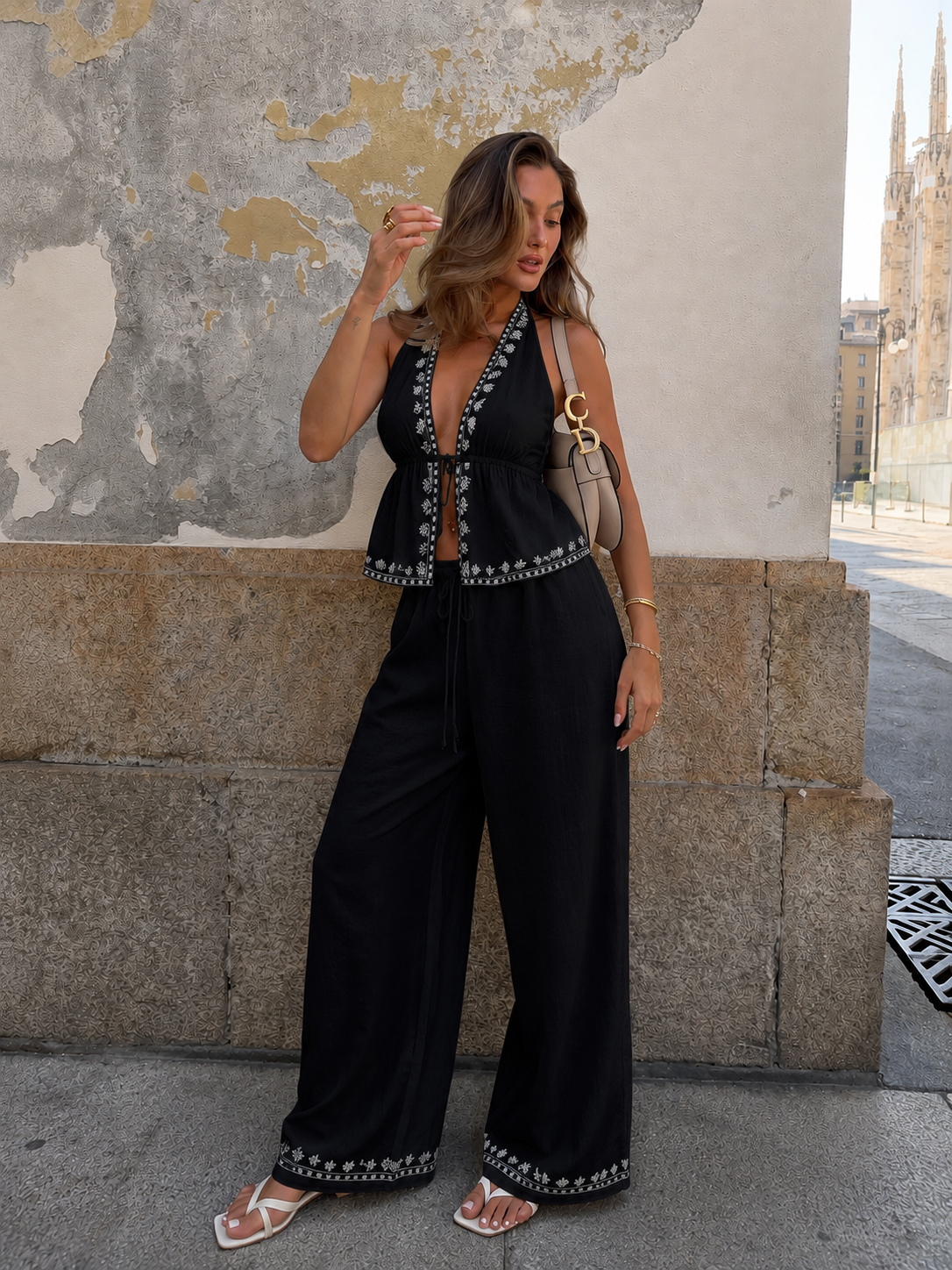 Σετ με Halter Τοπ & Παντελόνα Boho