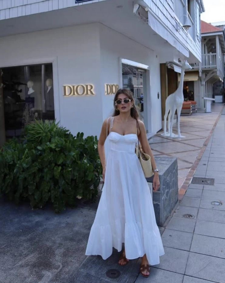 Μάξι φόρεμα με κορδόνια στους ώμους