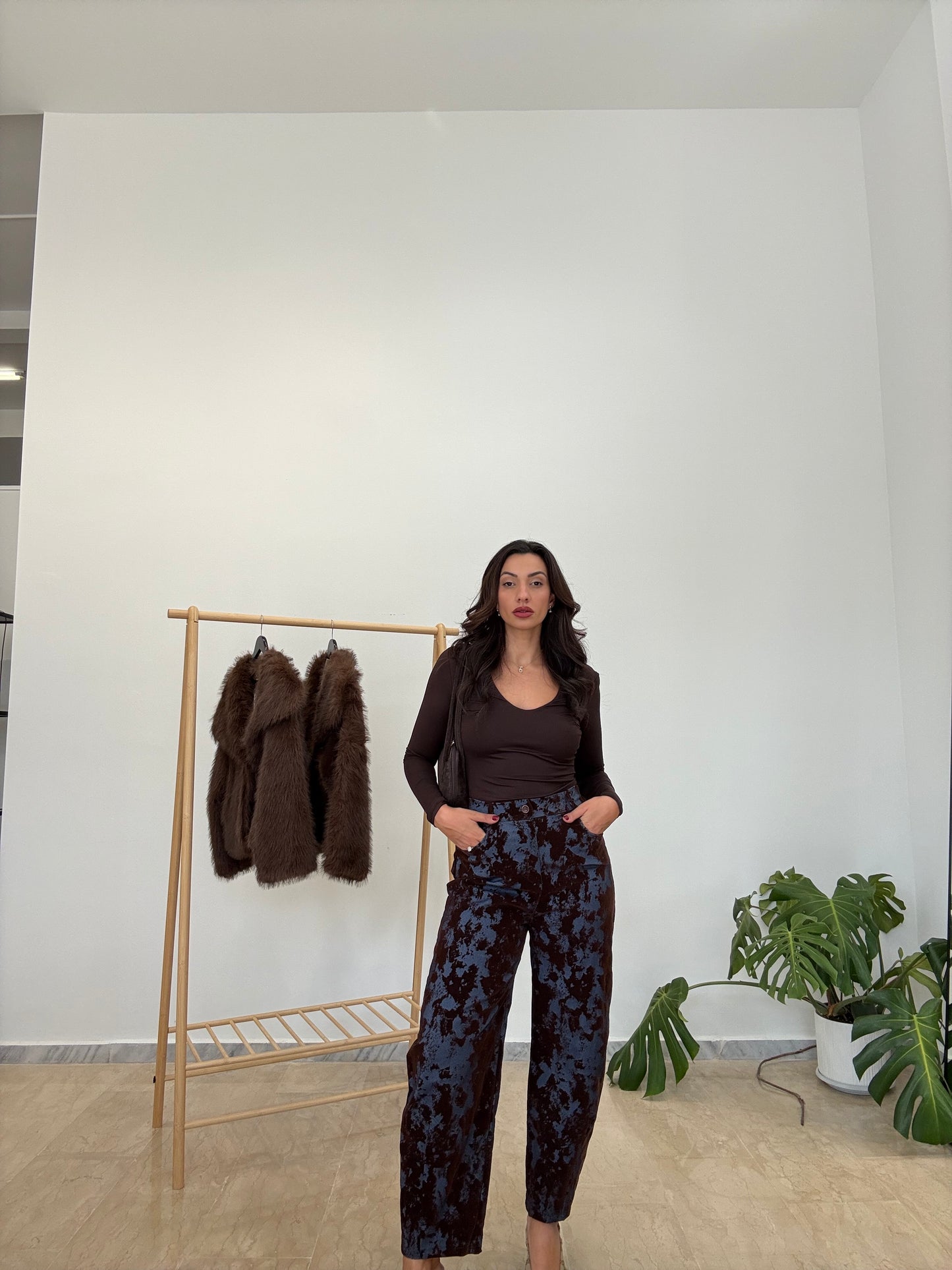 Παντελόνι δίχρωμο velvet