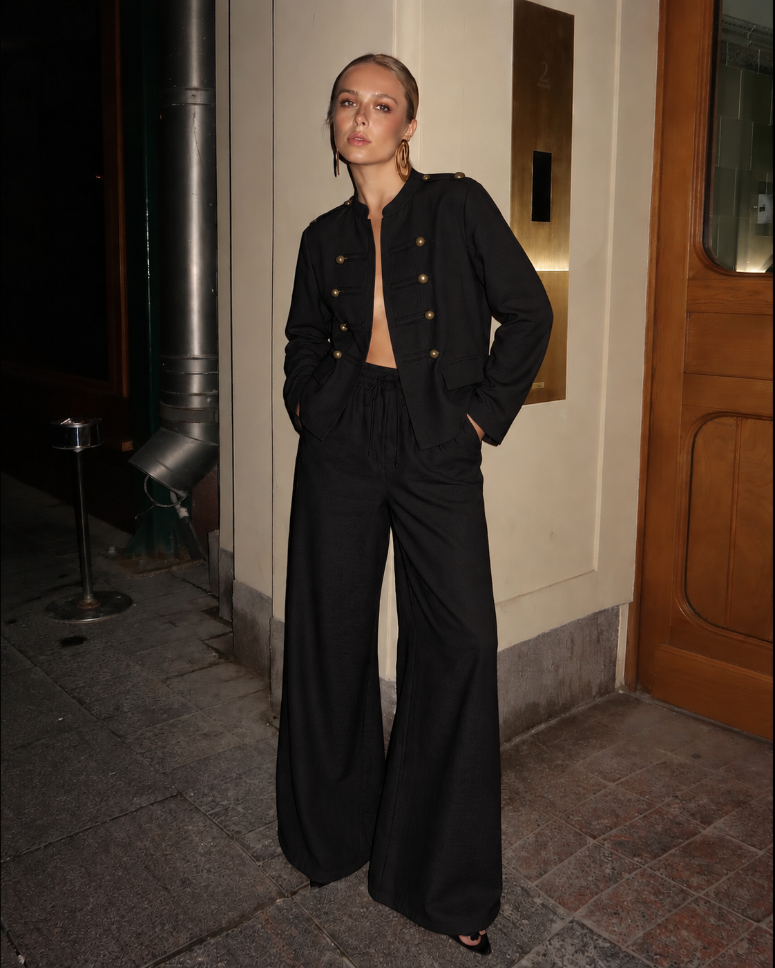 Σετ Σακάκι Military & Wide Leg Παντελόνι