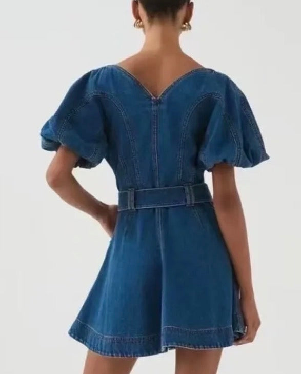 Τζιν φόρεμα με ζώνη και κουμπιά