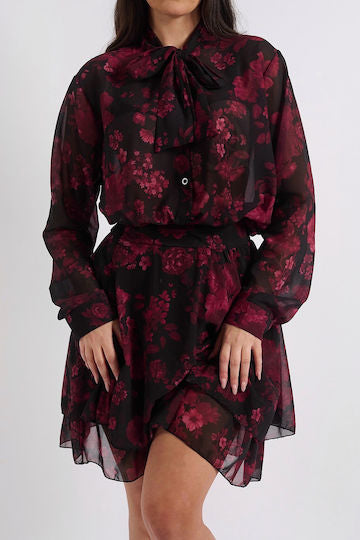 Σετ πουκάμισο και φούστα floral dark