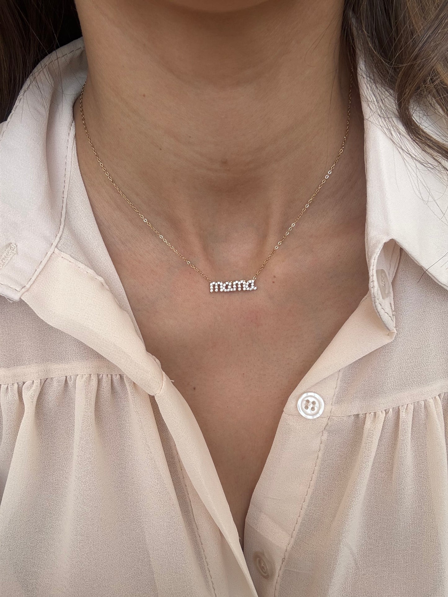 mama κολιέ από ανοιξέιδωτο ατσάλι