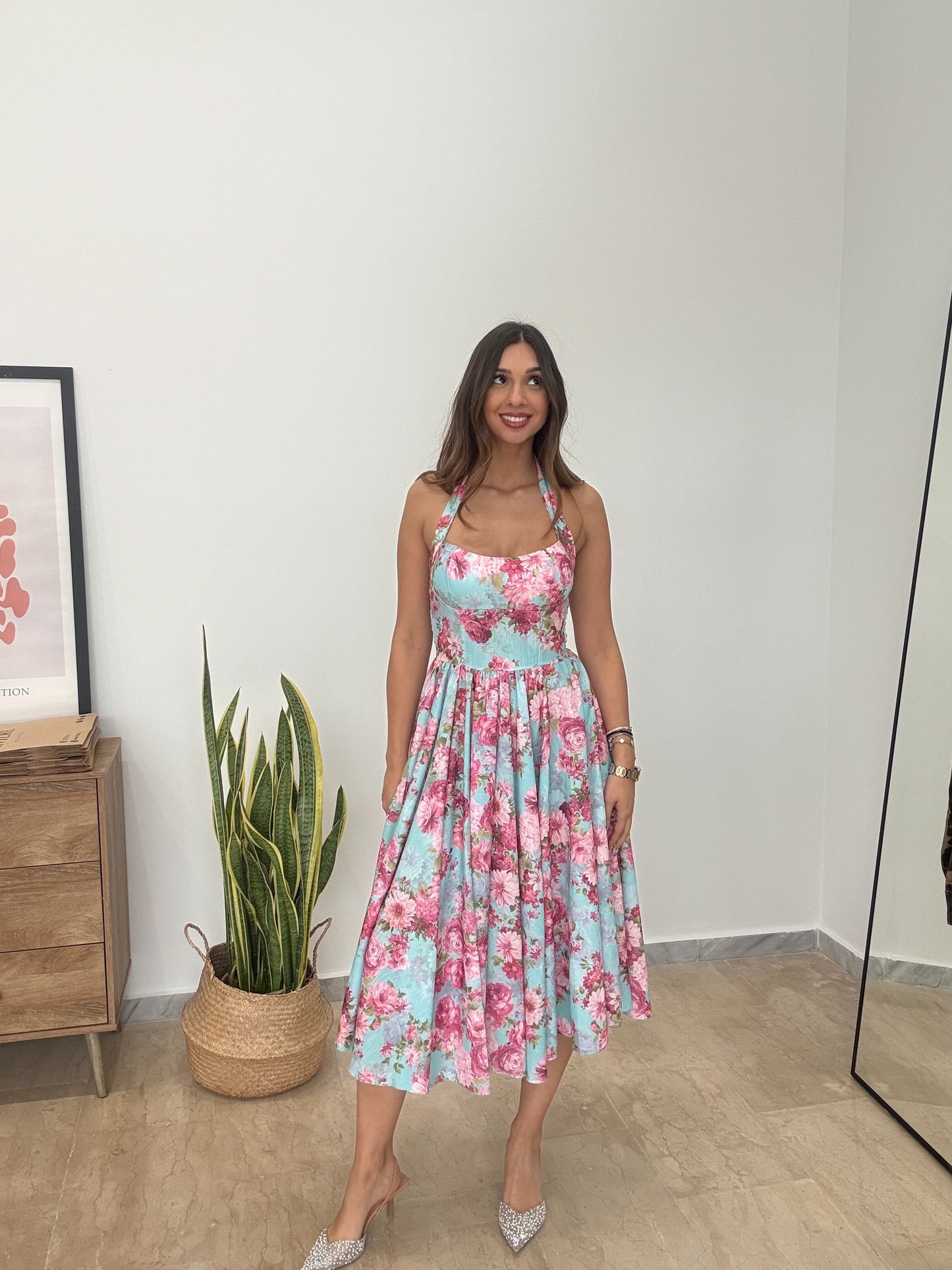 Φόρεμα Halter Midi Floral