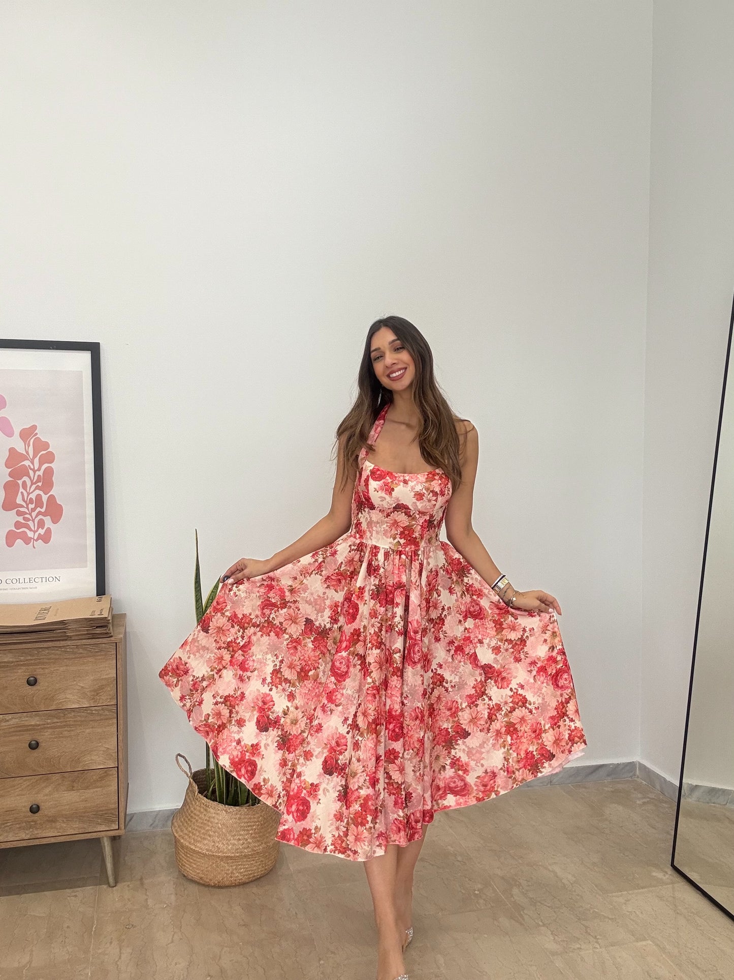 Φόρεμα Halter Midi Floral