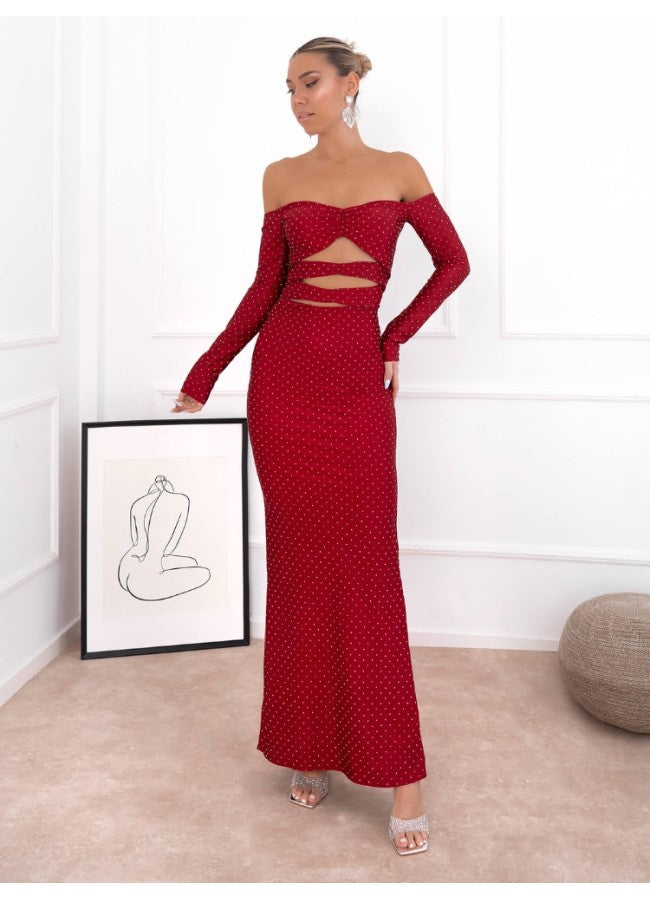 Φόρεμα cut out με στρας