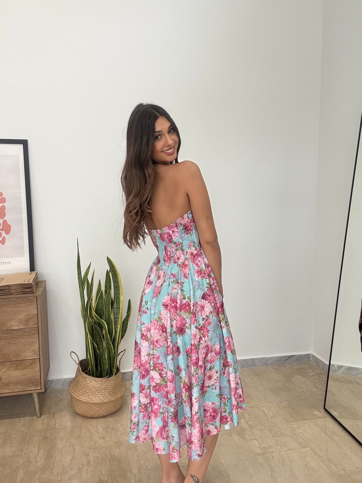 Φόρεμα Halter Midi Floral