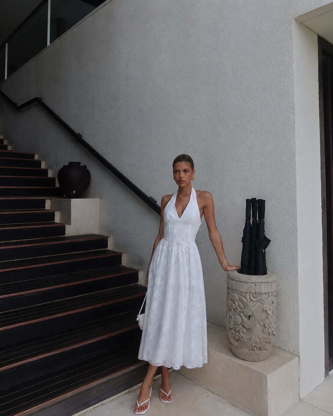 Midi Φόρεμα Broderie Halter