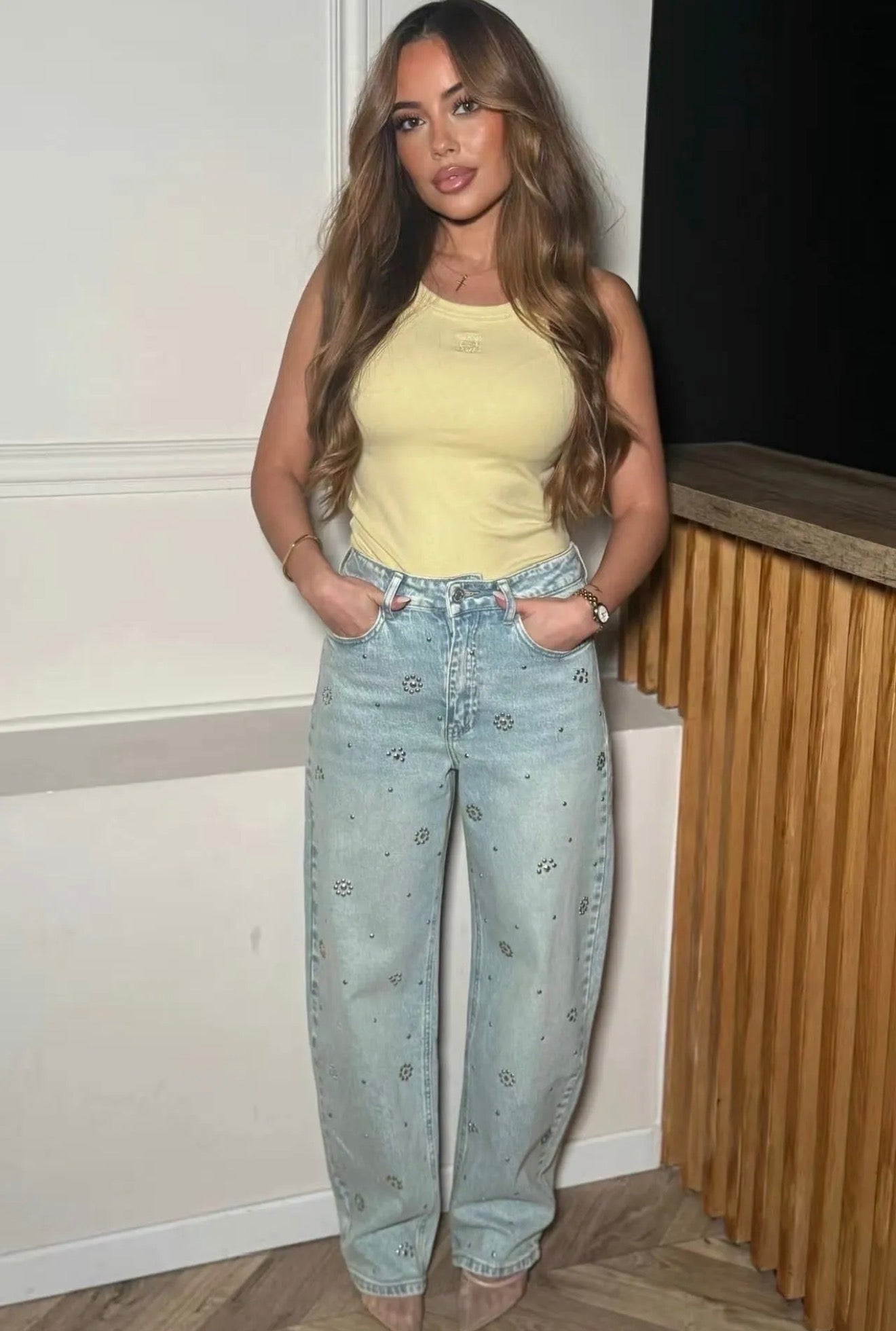 Τζιν Παντελόνι Ψηλόμεσο με τρουκ