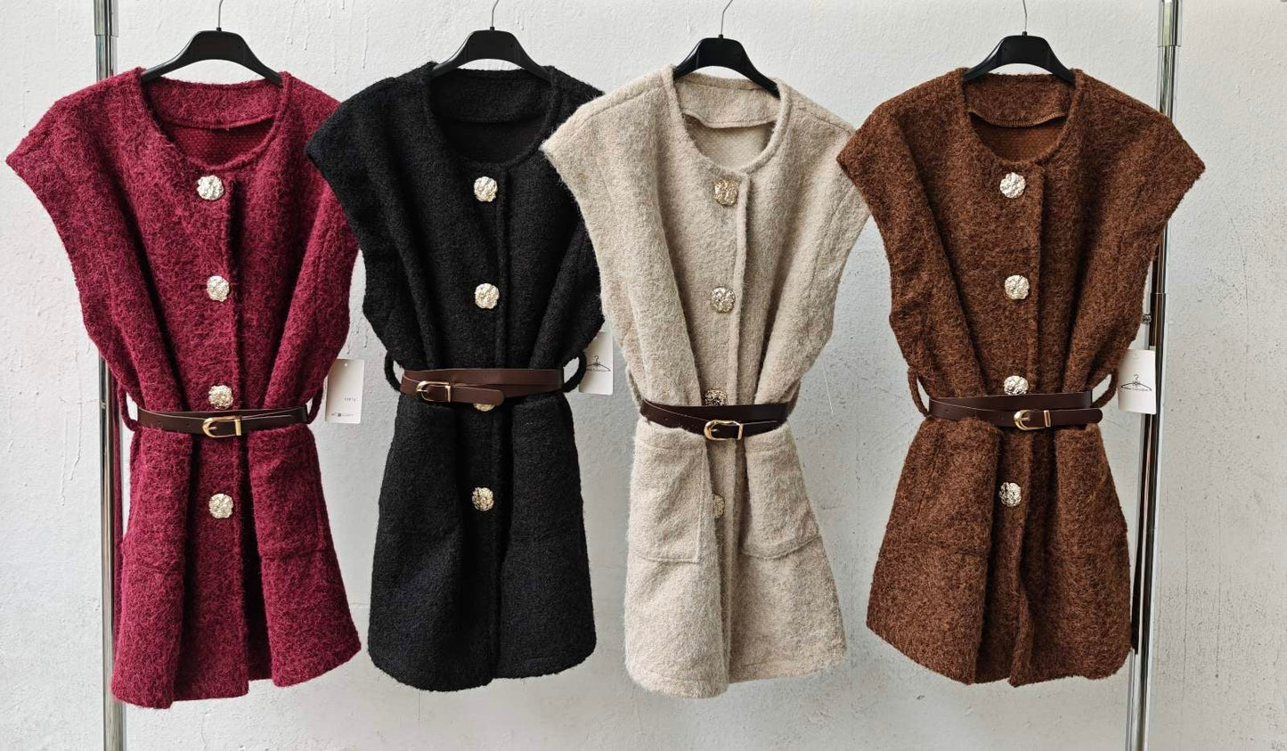 Γιλέκο αμάνικο με ζώνη