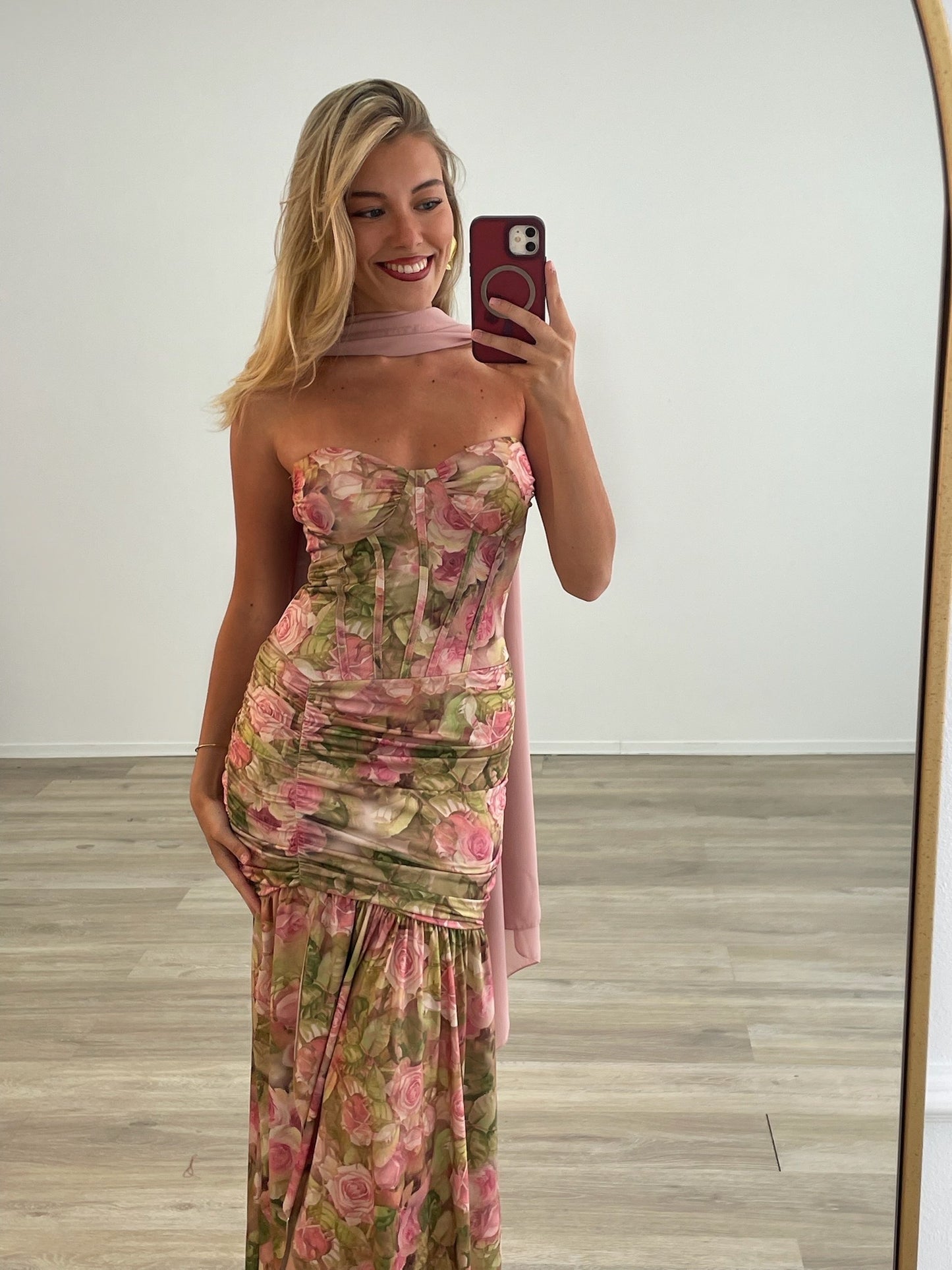 Floral maxi φόρεμα κορσέ