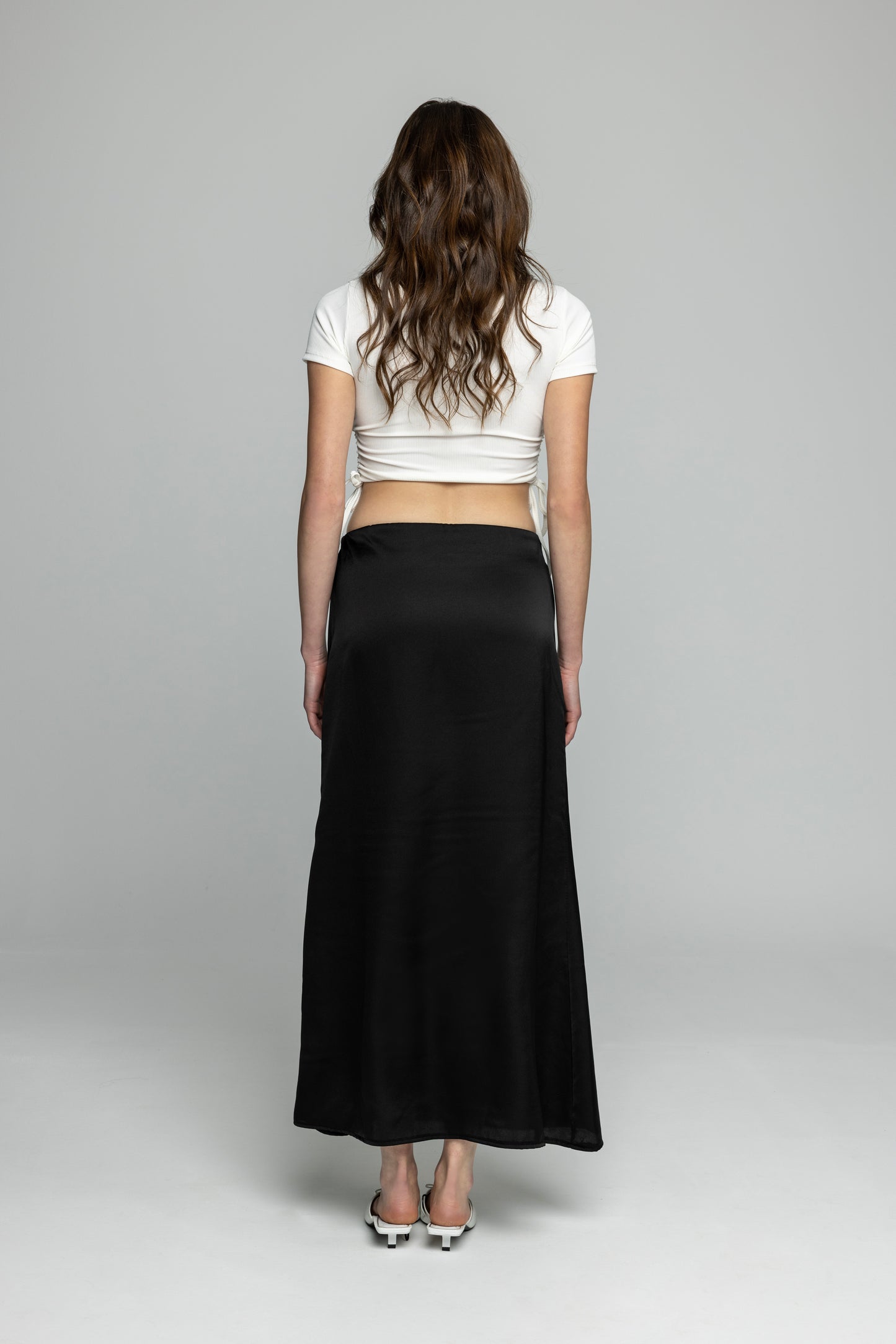 Silk effect midi skirt
