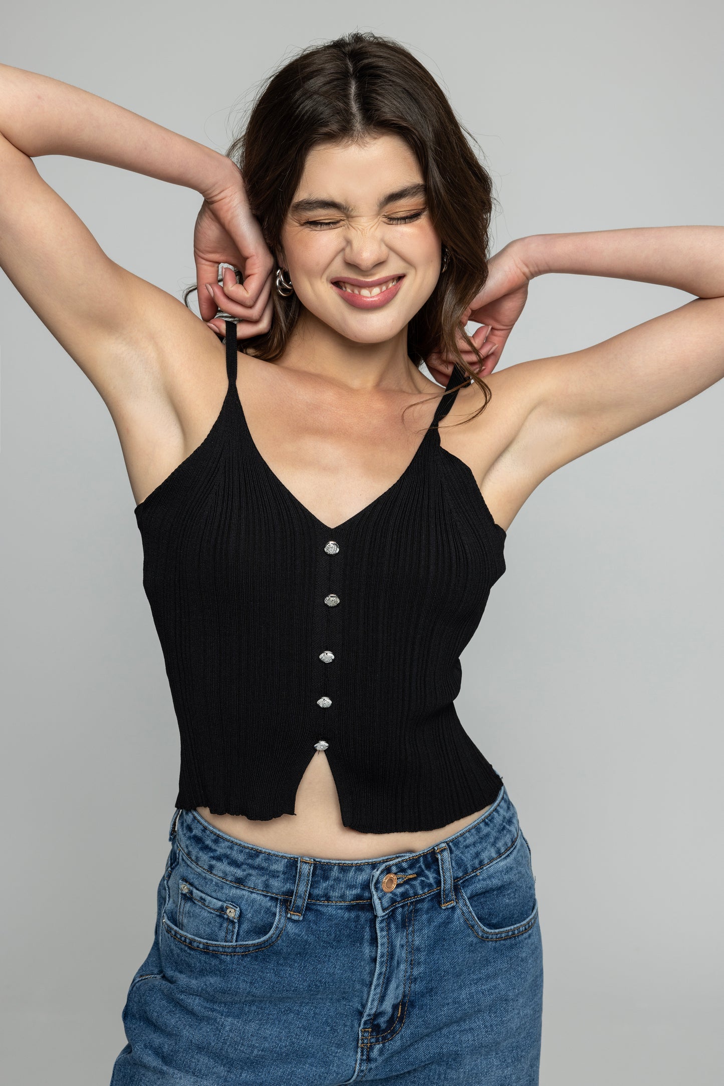 Ribbed Top with Buttons