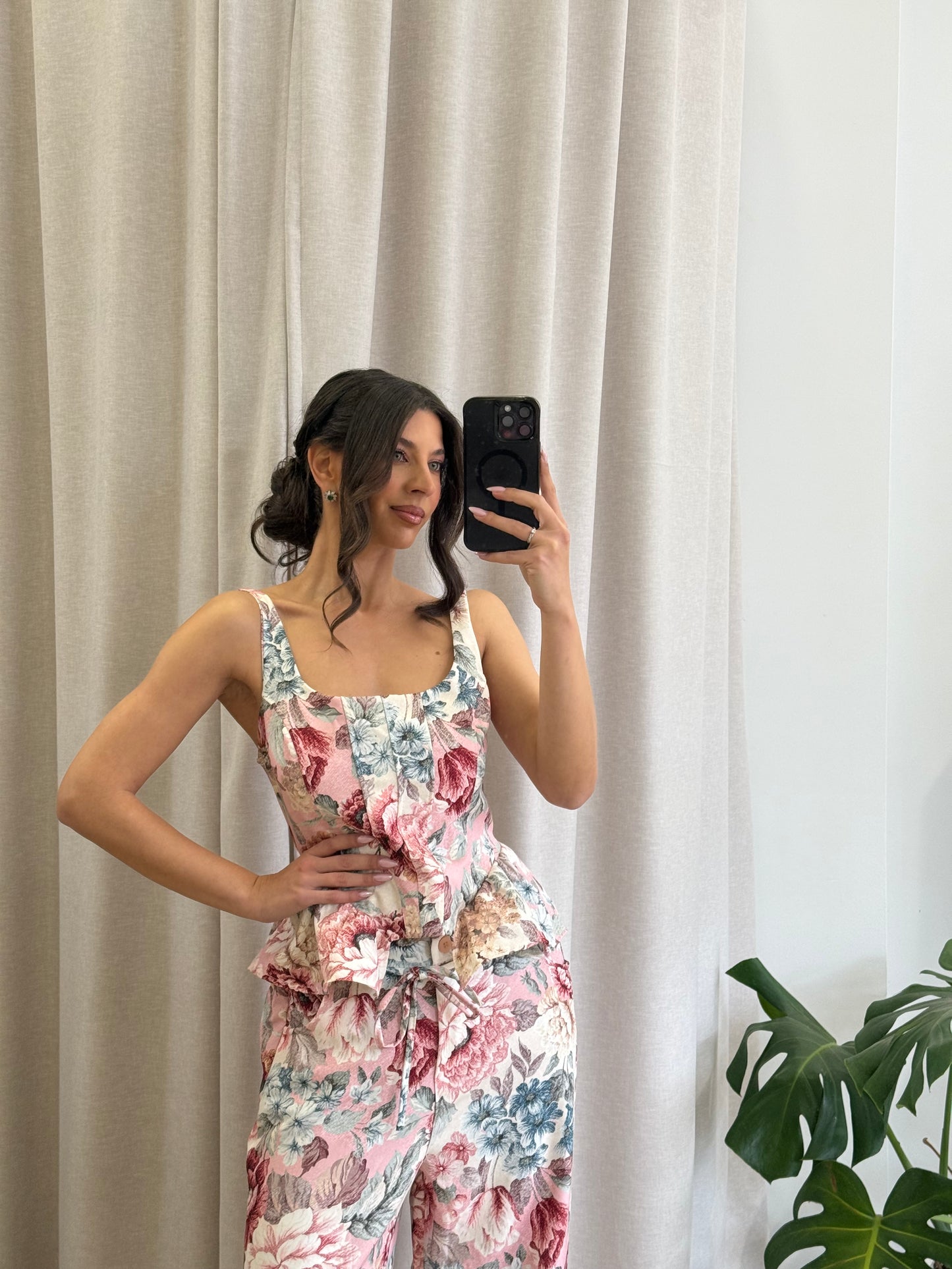 Σετ floral top & παντελόνι