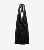 Lumina mini φόρεμα halter με παγιέτες μαύρο