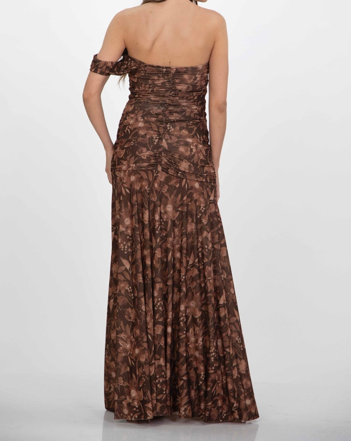 Patterned maxi φόρεμα με ένα ώμο