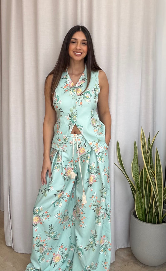 Σετ με print γιλέκο  & παντελόνι