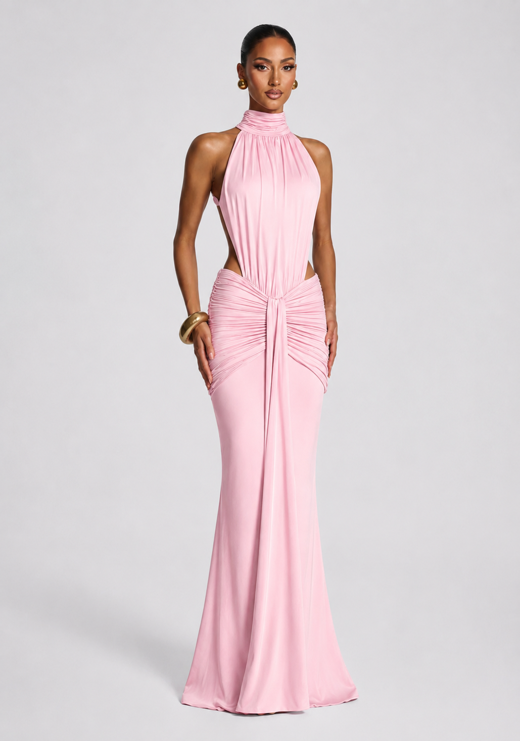 Maxi Φόρεμα με Ανοιχτή Πλάτη & Halter Λαιμό