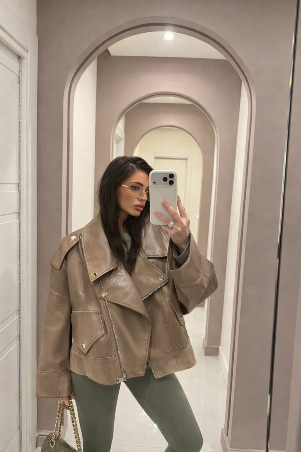 Biker oversized Δερματίνη τζάκετ