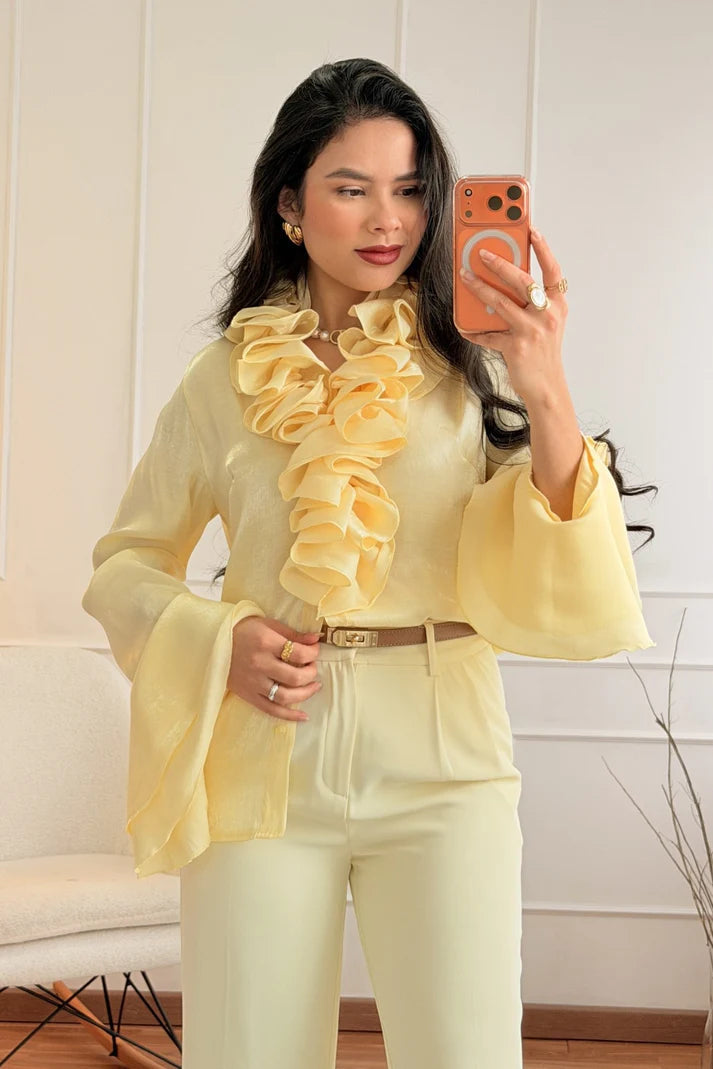 Πουκάμισο με βολάν στο γιακά Lumina