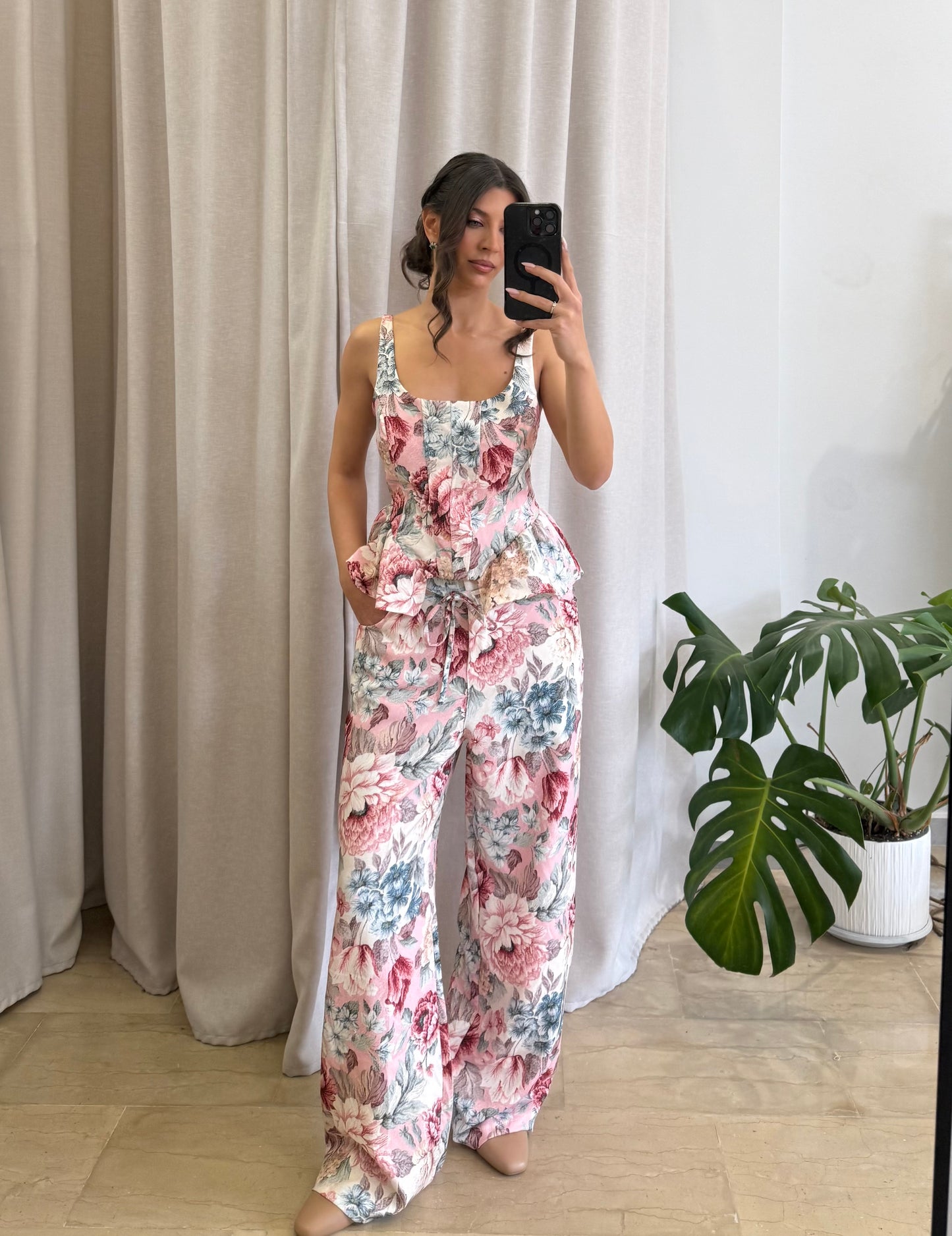 Σετ floral top & παντελόνι