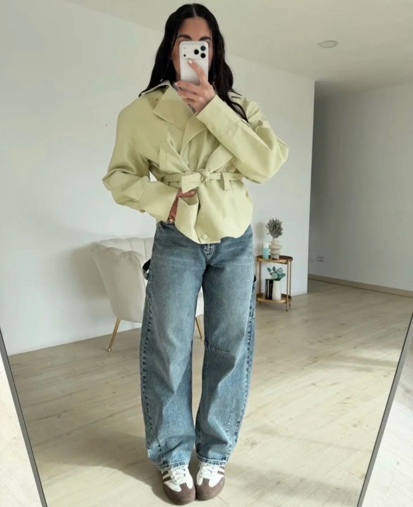 Δερματίνη τζάκετ με ζώνη