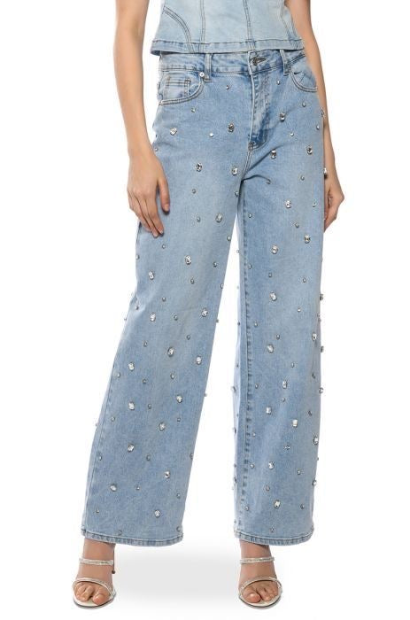 Wide leg Rhinestone Jeans