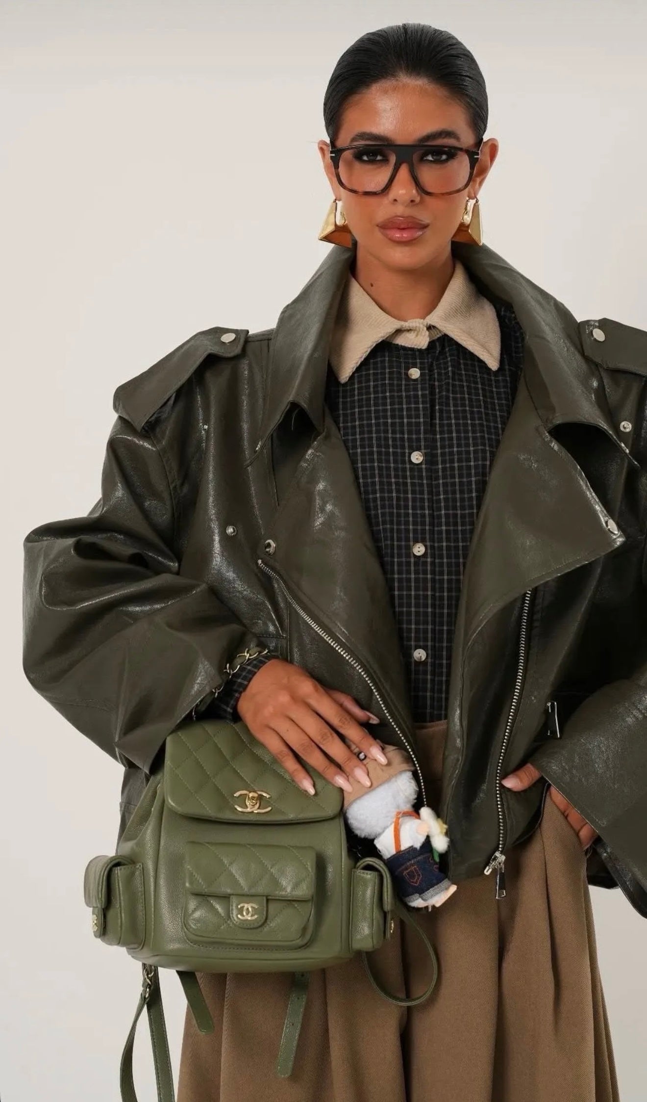 Biker oversized Δερματίνη τζάκετ