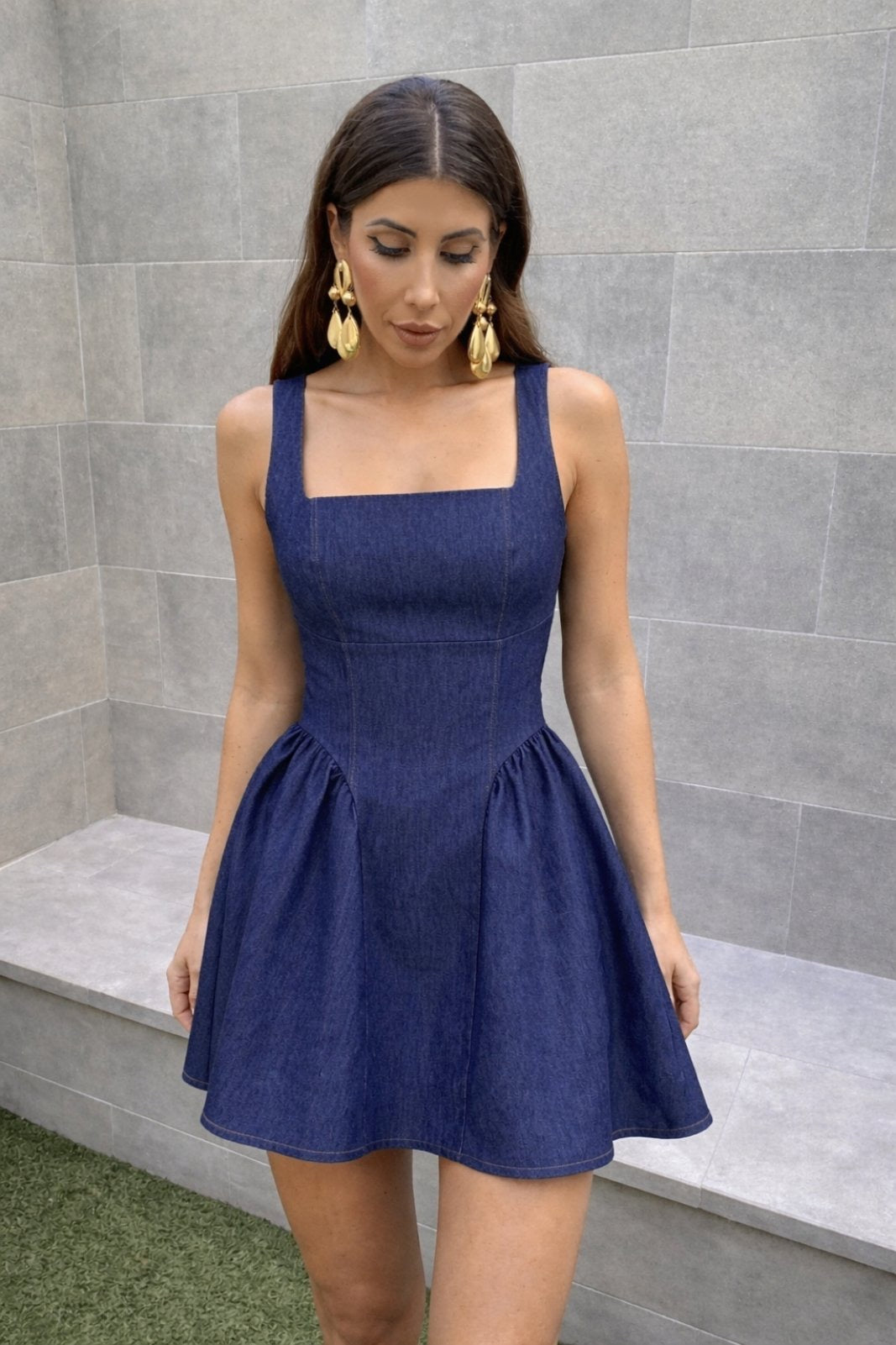 Denim Corset mini φόρεμα