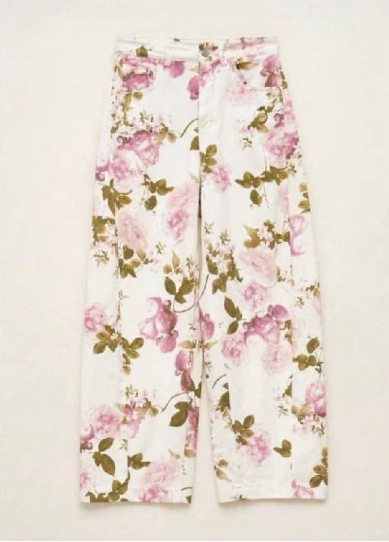 Παντελόνι λευκό με λουλούδια Lumina