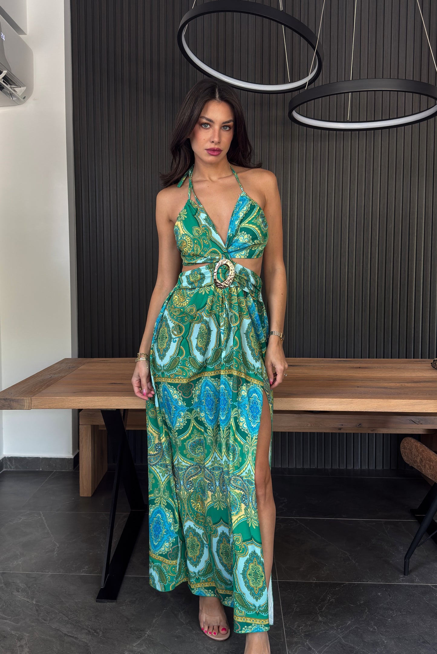 Maxi Φόρεμα με Print Cut Out