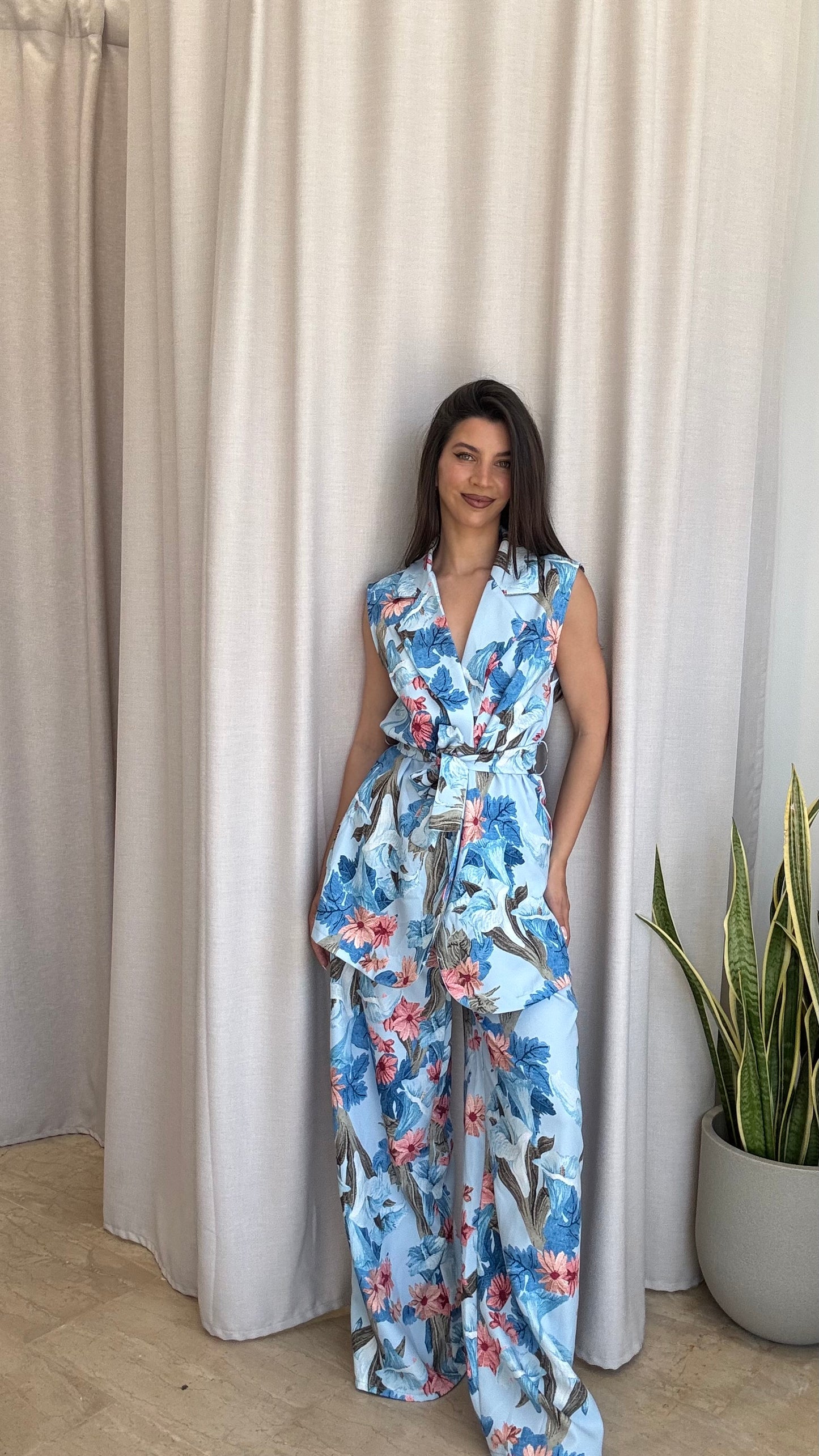 Σετ floral γιλέκο  & παντελόνι