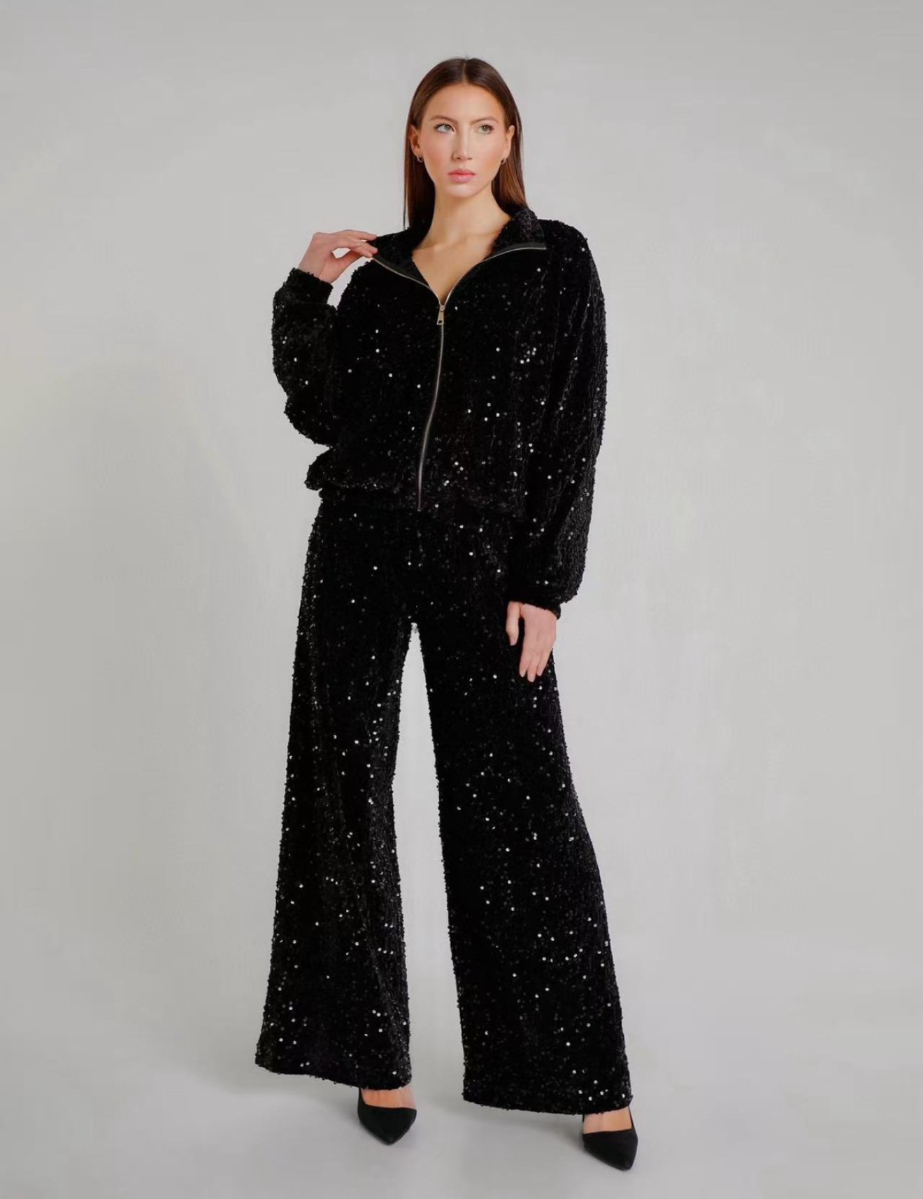 Σετ ζακέτα και παντελόνι με παγιέτα