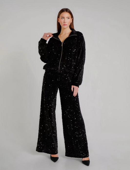 Σετ ζακέτα και παντελόνι με παγιέτα
