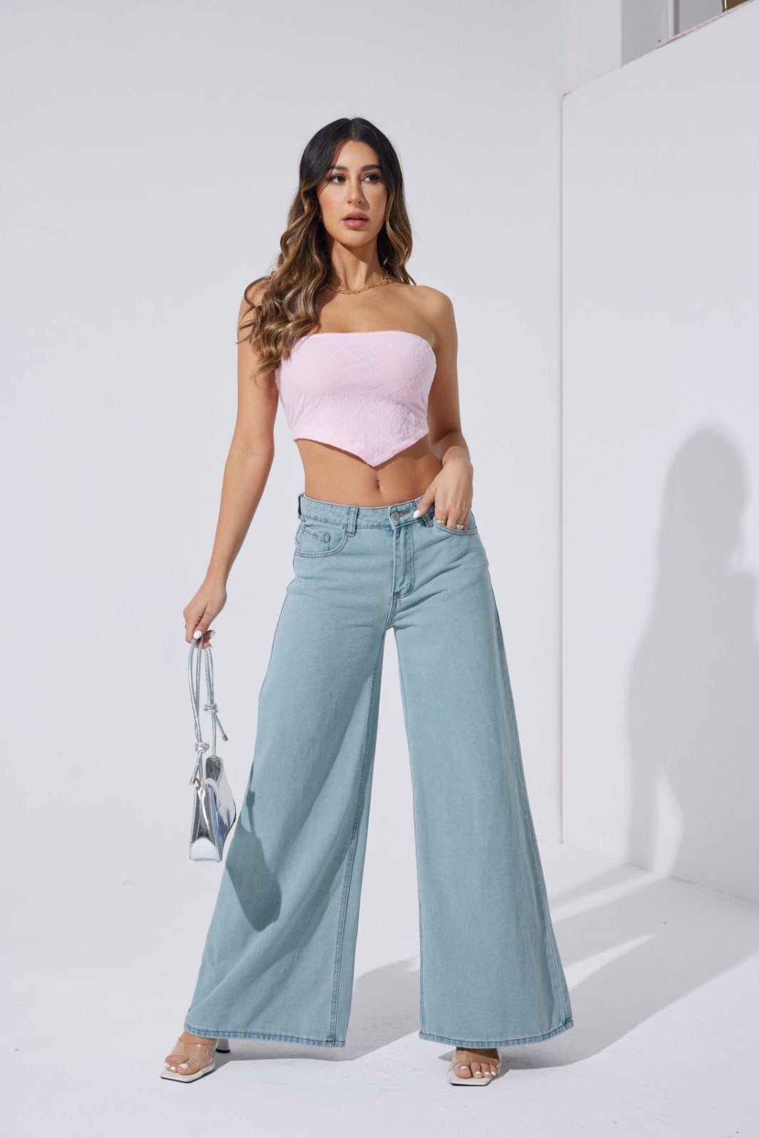 Ελαστικό τζιν wide leg