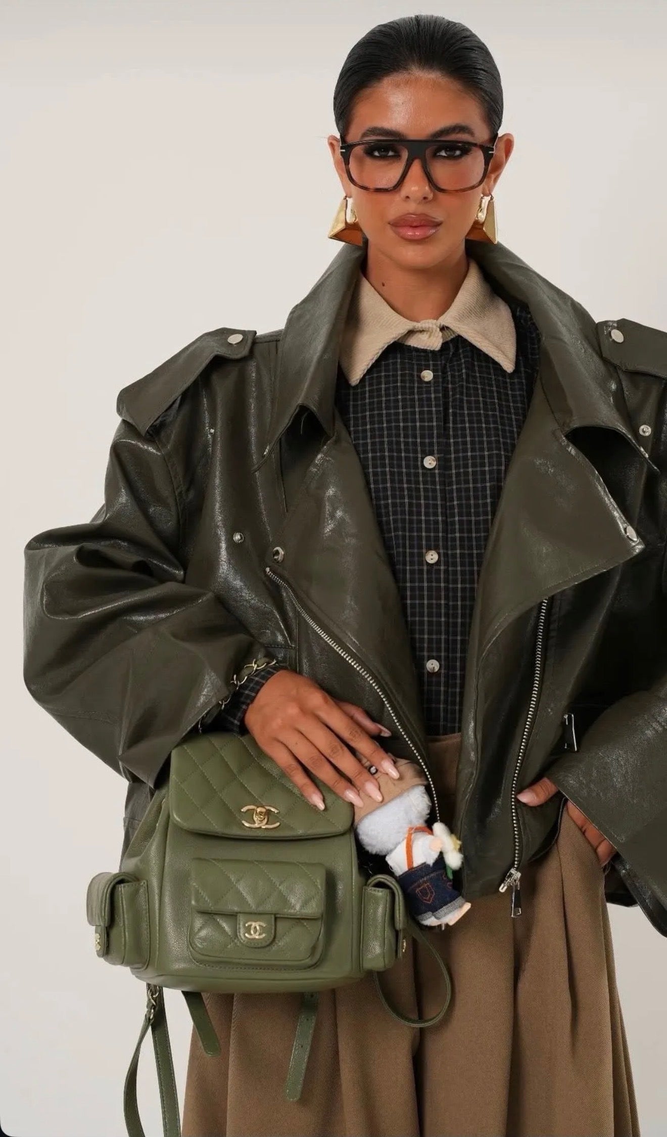 Biker oversized Δερματίνη τζάκετ