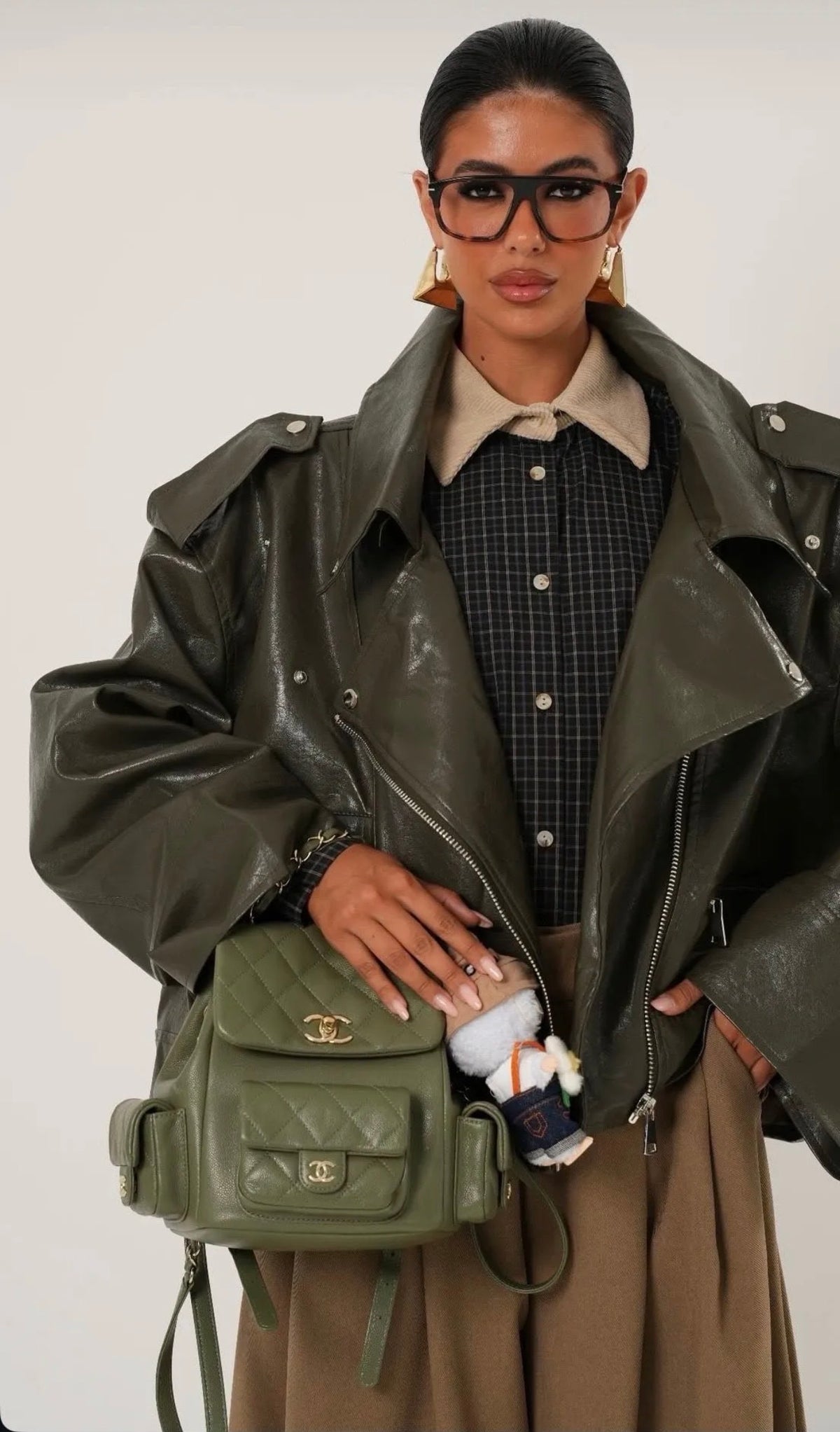 Biker oversized Δερματίνη τζάκετ